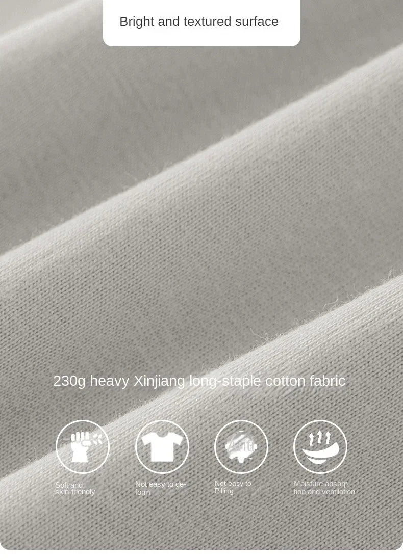 100% cotton heavy t-shirt summer solid color 230 g men's white casual all-match round neck fall shoulder short sleeve