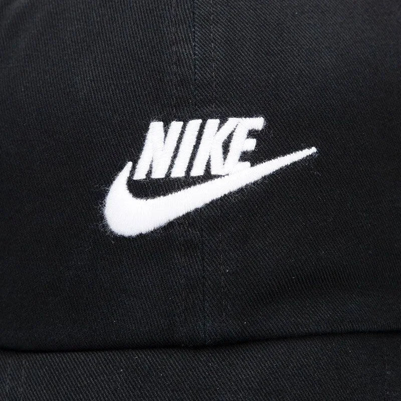 Nike Letter Micro-Logo Cotton Baseball Cap, Unisex Couple Style, Black Fb5368-011