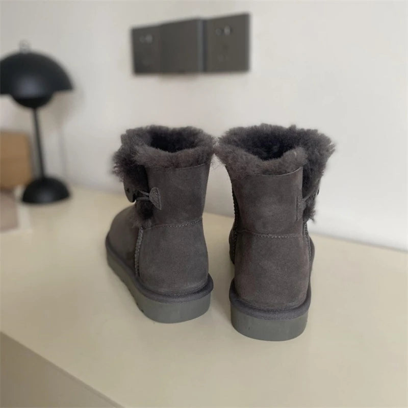 2026 New Design Winter Boots Women Super Mini Real Sheepskin Wool Comfort Warm Natural Fur Shoe Man Classic Snow Boot Size 35-44
