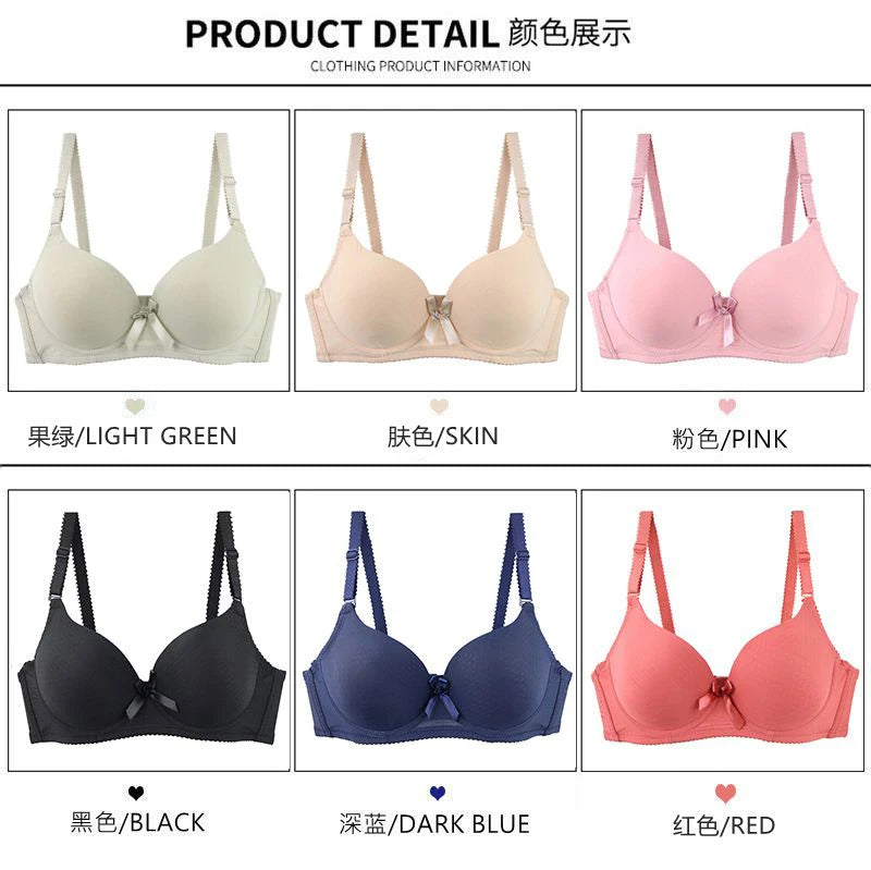 2025 New Sexy Plus Size Bras Bow Sweat Absorption Underwear For Women Solid Smooth Seamless Breathable ABC Cup Lingerie