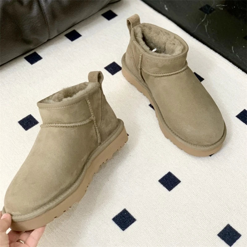 2026 New Design Winter Boots Women Super Mini Real Sheepskin Wool Comfort Warm Natural Fur Shoe Man Classic Snow Boot Size 35-44