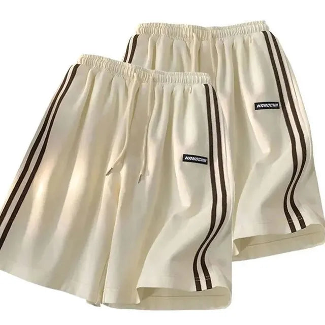 Side Striped Sweatpants Women High Waisted Loose Straight Running Shorts Summer Fashion Casual Black White Wide Leg Shorts
