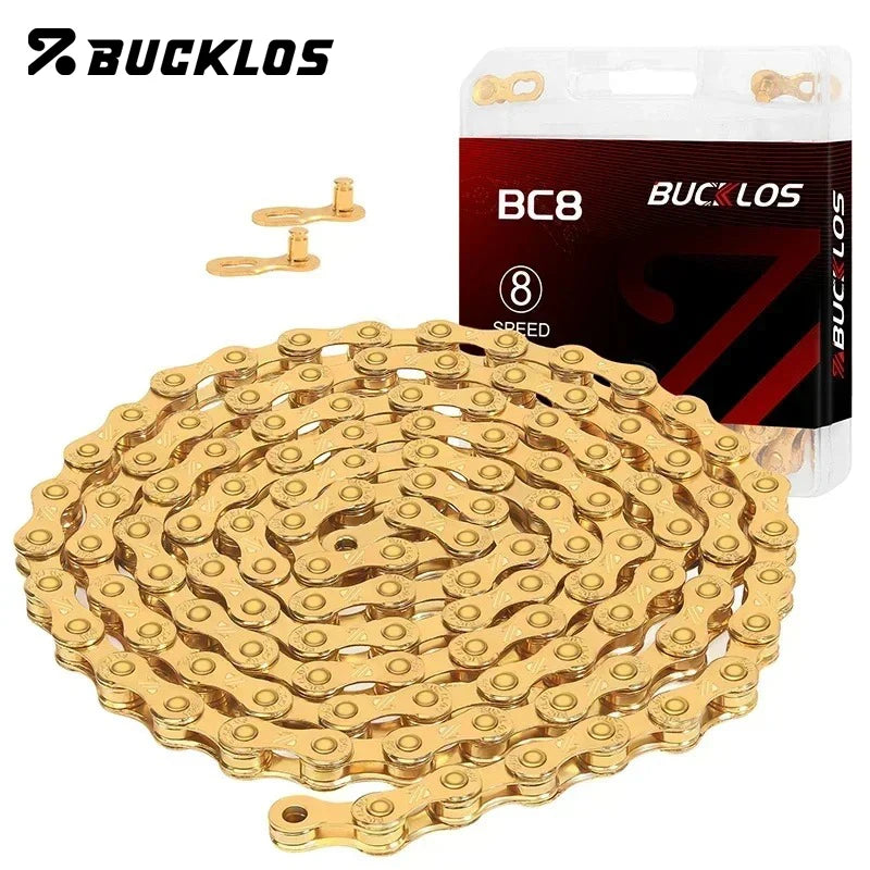 BUCKLOS MTB Road Bike Chain 8/9/10/11/12 Speed Bicycle Chains Universal EL/SL Road Bike Chain Gold/Silver Chains Bicycle Part