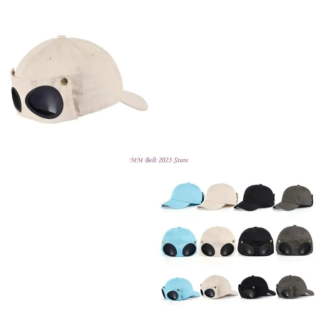 49ME Baseball Hat Baseball Hat with Goggles Sunglasses Hip Hop Hats Dad Hat