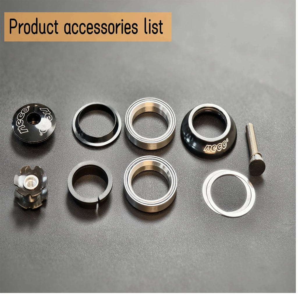Neco MTB Bicycle Headset 38.2/25.4/27mm Threadless Road Mountain bike Integrated Threadless Headsets Tube Fork 1" Sealed Bearing