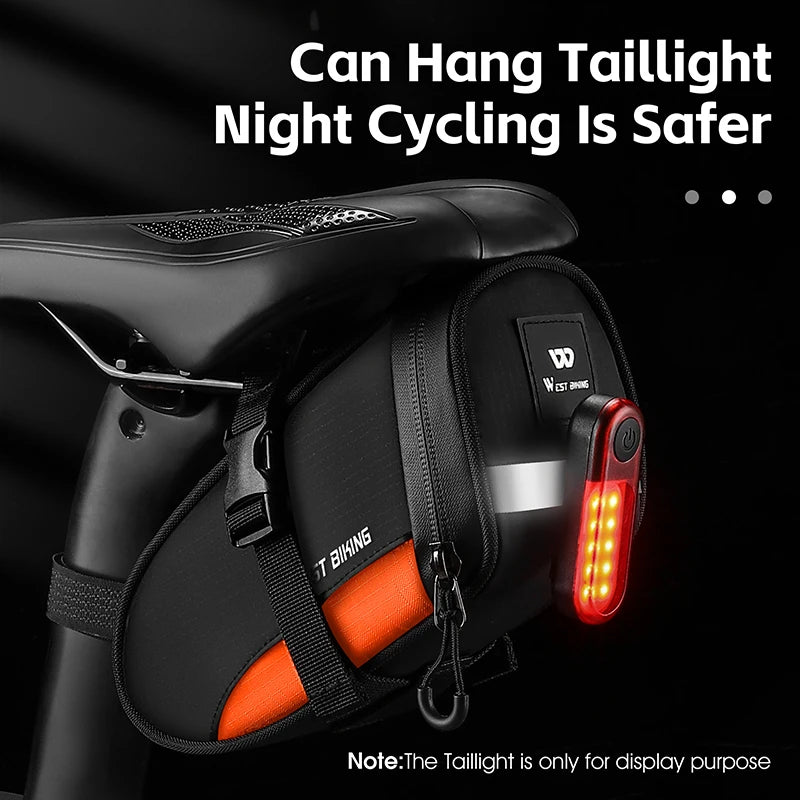 WEST BIKING Portable Bike Tail Bag 1.2L Reflective Cycling Bag Ultralight Waterproof Bike Saddle Bag MTB Road Bike Accessories
