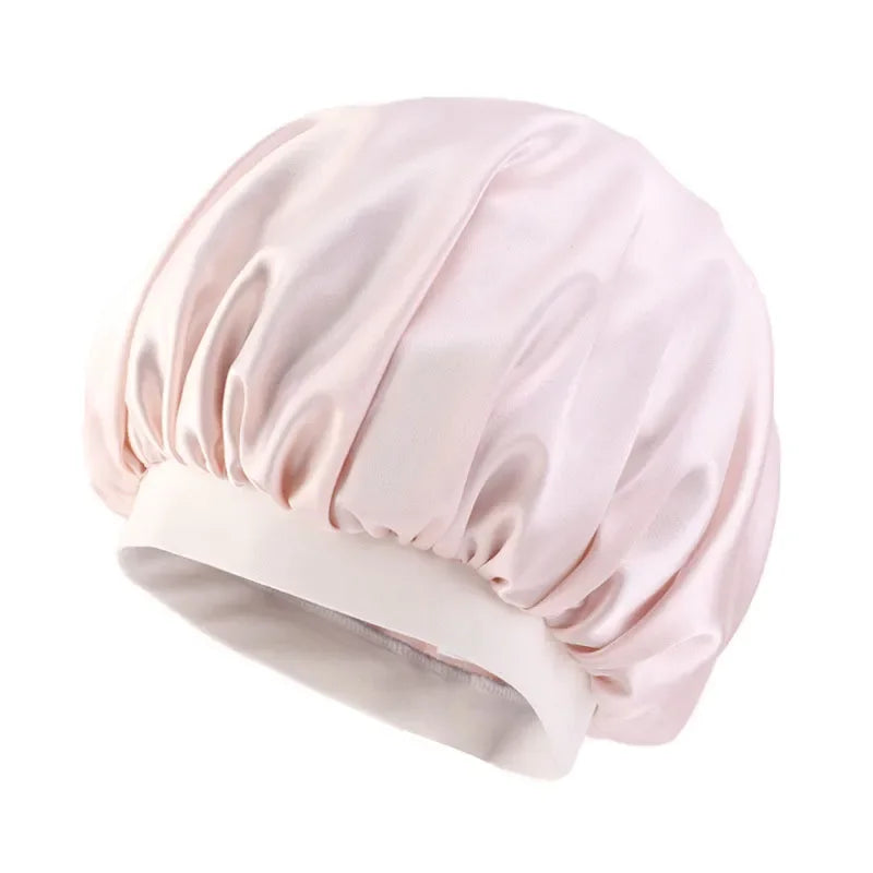 Hair Caps for Sleeping Women Bath Double Layer Headwear Cover Hat Curly New Satin Sleeping Hair Cap Skullies Beanies Accessories