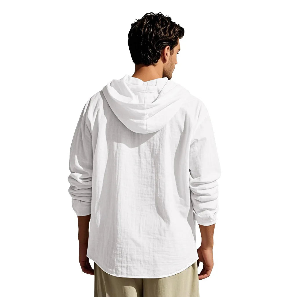 Men's Linen Long-Sleeved Shirt And Pants Set Breathable Outdoor Leisure Hiking Beach Sports Clothing for Spring Summer Autumn