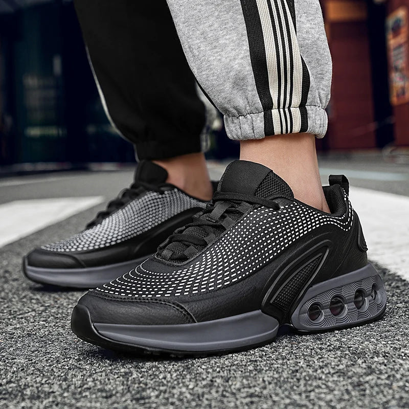 Mens Running Shoes Trendy PU Leather Luxury Design Cosy Cushioning Sneakers Breathable Street Fashion Fitness Training Shoes