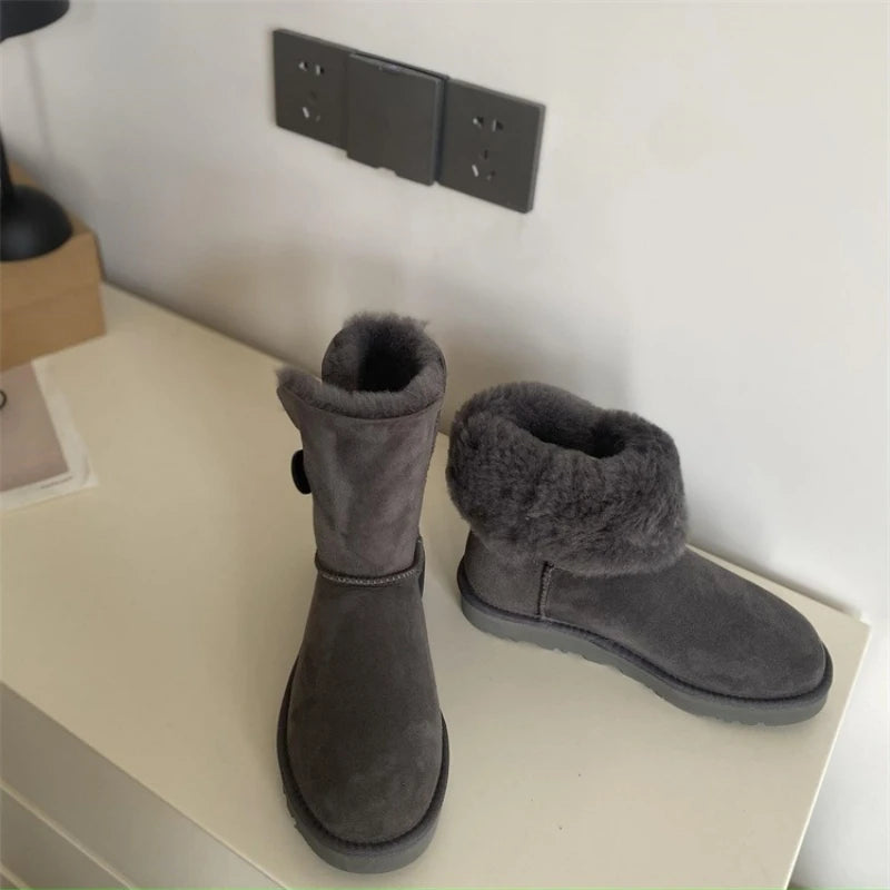 2026 New Design Winter Boots Women Super Mini Real Sheepskin Wool Comfort Warm Natural Fur Shoe Man Classic Snow Boot Size 35-44