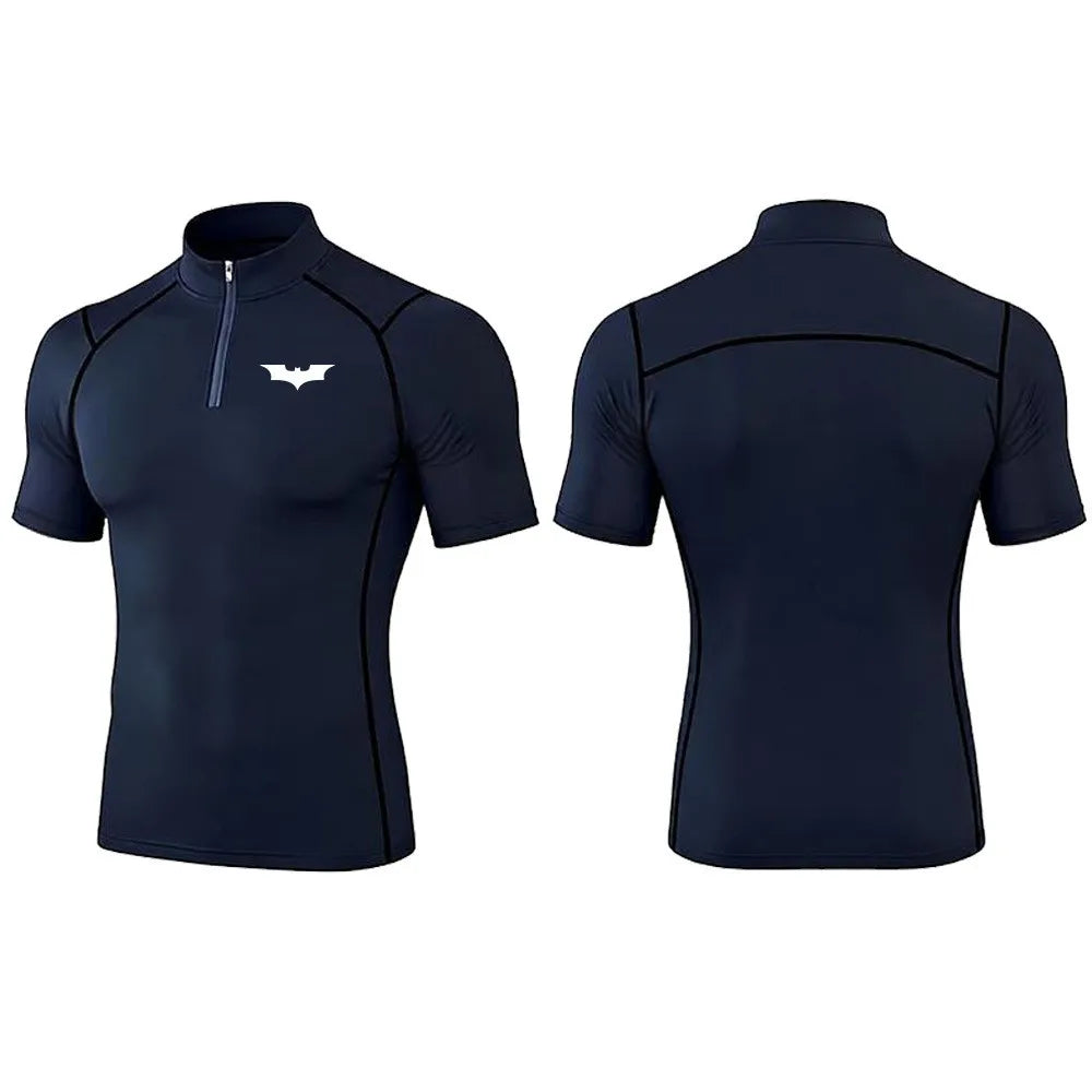 2025 Men's Bat Print Compression Shirt Quick Dry T-Shirt Gym Running Jersey Breathable Short Sleeve S-3XL