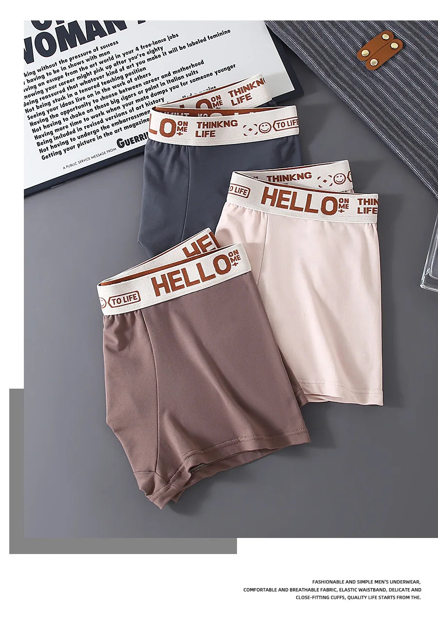 Underwear Man 2025 Briefs mid-waist loose XXXXL underpants hello letter summer confortable men's boxer brief