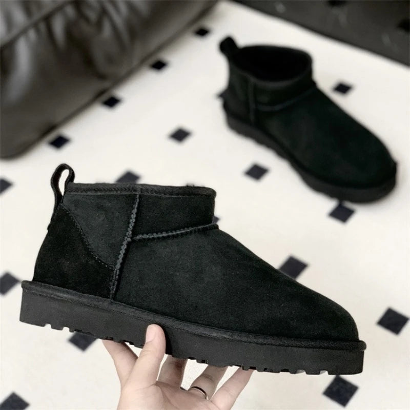 2026 New Design Winter Boots Women Super Mini Real Sheepskin Wool Comfort Warm Natural Fur Shoe Man Classic Snow Boot Size 35-44