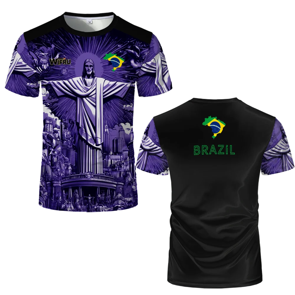 Summer New Brazil Jesus Soccer Jerseys Wifru Outdoor Football Training Breathable Uniforms Men's Quick-drying Tshirts Kid's Tops