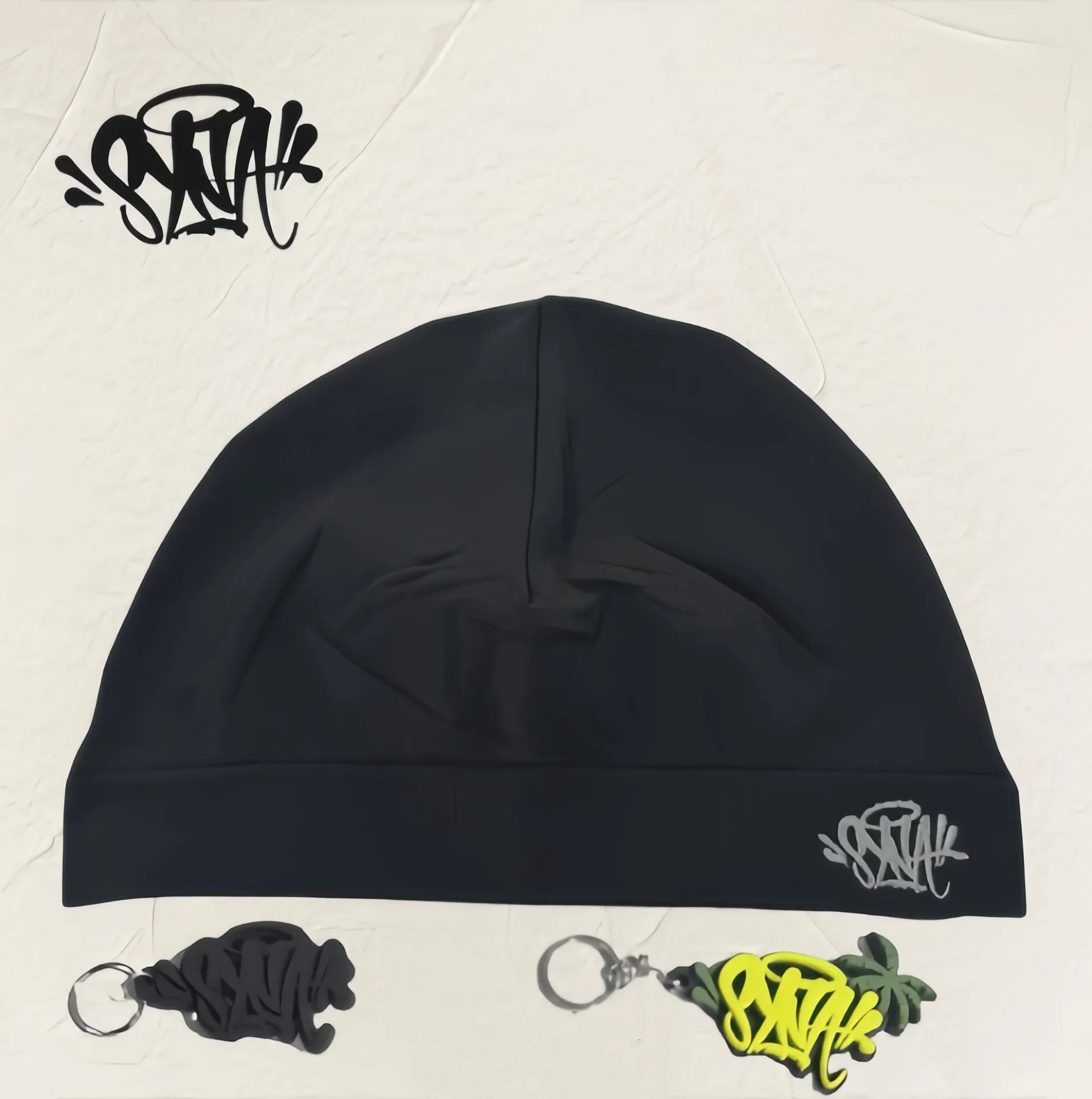 SY with Keychain 2025 New Sy World Skull Hat Syrunning Hat 2025 New Knitted Sy Beanie Hat for Men and Women Y2k War