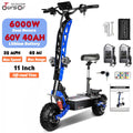 Motor 60V 40AH Electric Scooter 11 Inch Off-Road Tyres with Seat Max Speed 85-90km/hLCD Display Foldable Escooter