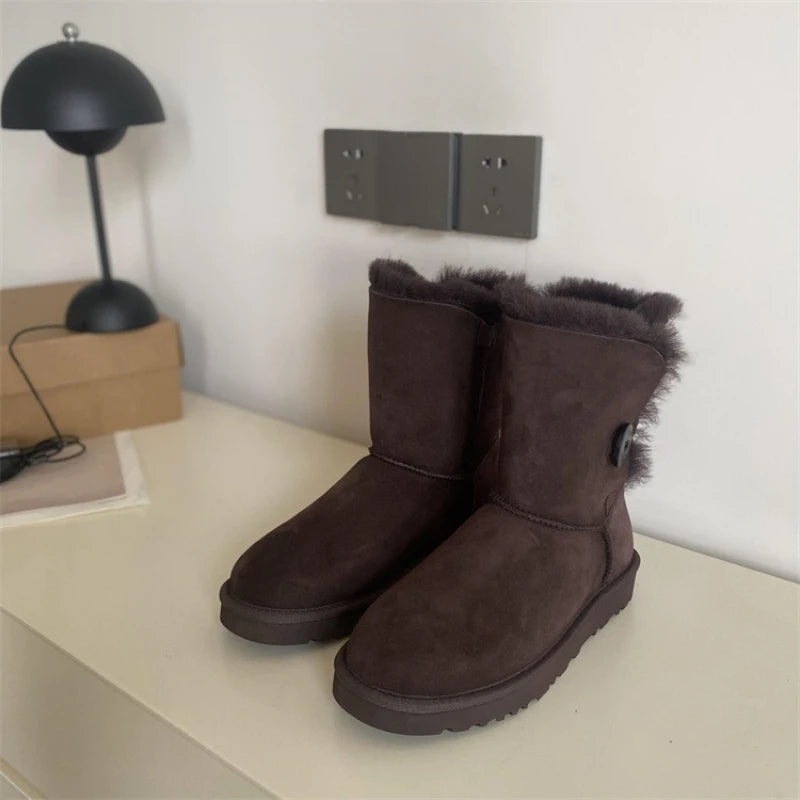 2026 New Design Winter Boots Women Super Mini Real Sheepskin Wool Comfort Warm Natural Fur Shoe Man Classic Snow Boot Size 35-44