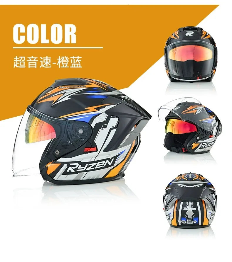Lightweight Ventilated 3/4 Open Face Helmet DOT ECE Approves Motorbike Scooter Scooter Half Helmet Open Face Casco Moto