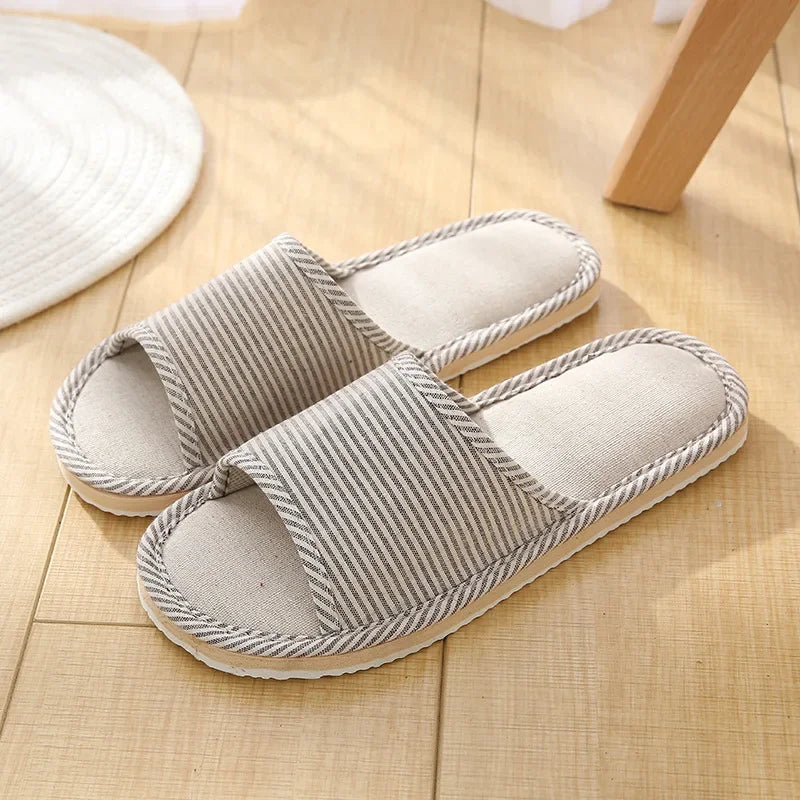 Four Season Linen Home Slippers Women Indoor Bedroom Women House Slides Autumn Unisex Lovers Shoes Adults Outdoor Casual Sandals