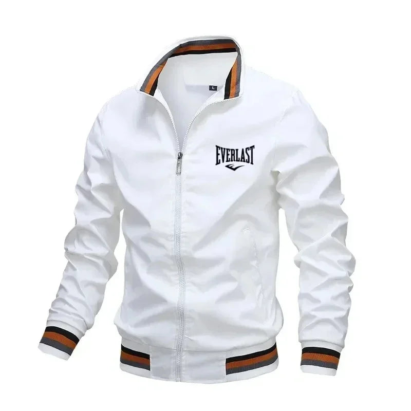 Autumn and Winter Men's Standing Collar Casual Zipper Business Jacket Outdoor Sports Jacket Waterproof and Windproof Solid Color