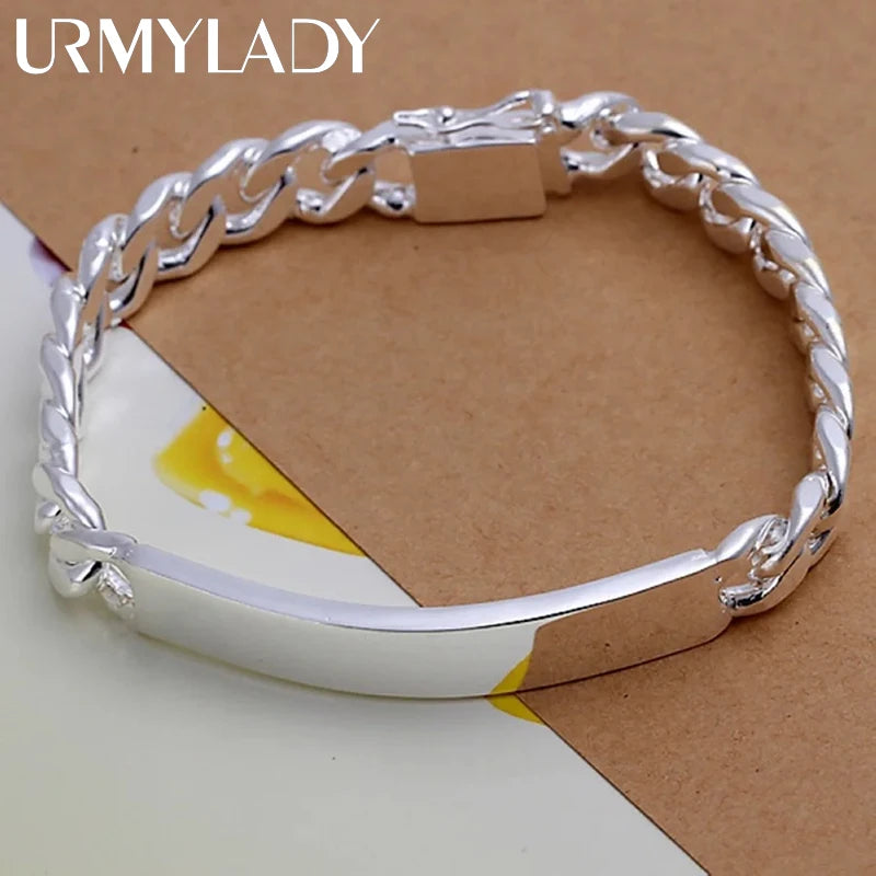 Charm 925 sterling silver design noble pretty 10MM Mens chain Jewelry fashion Geometric Bracelet factory price