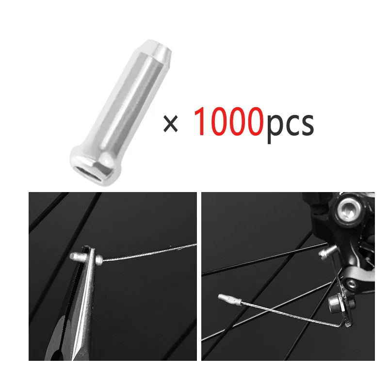 10-1000pcs Bike Cable End Fitting Aluminum Alloy Cable End Caps Bicycle Brake Derailleur Shifter Caps Crimps Tips Cycling Parts