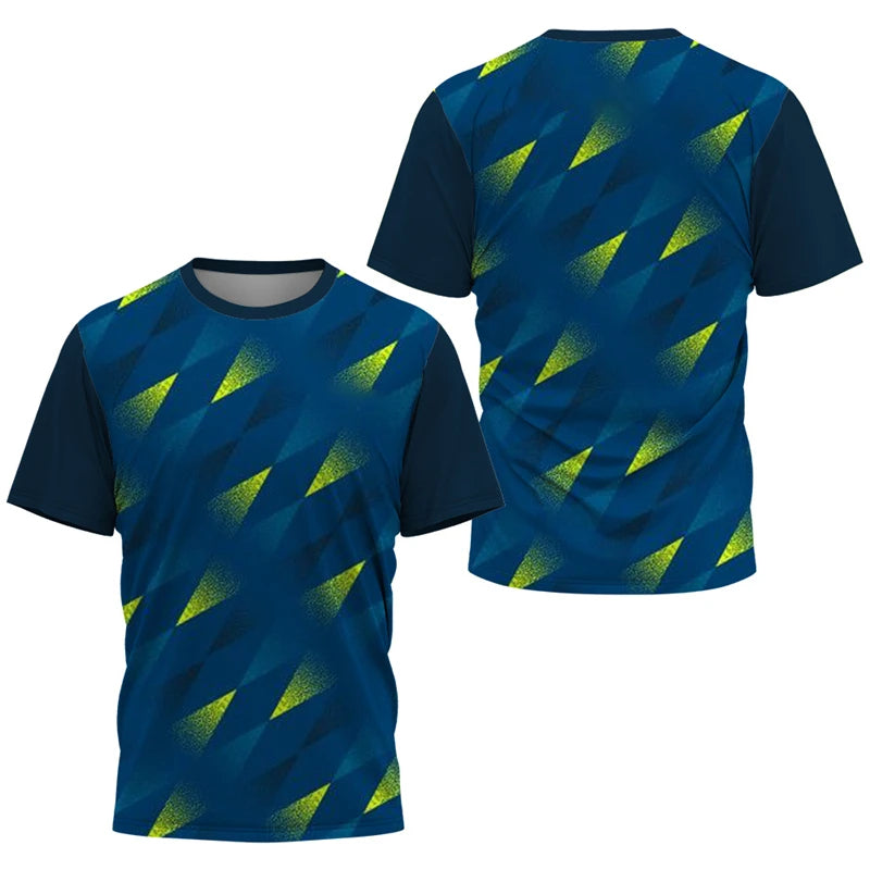 Simple Quick Dry Table Tennis T Shirts For Men Summer Short Sleeve Fashion 3D Printed Sports T-shirts Loose Breathable Gym Tops