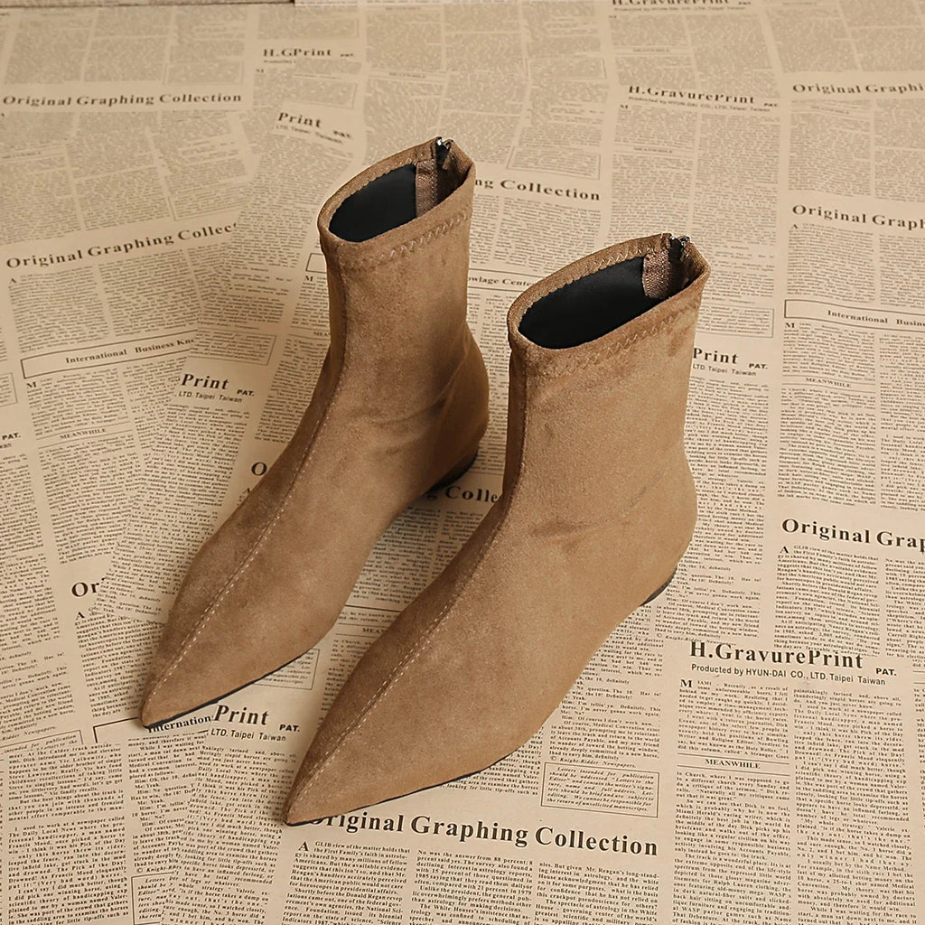 2025 Autumn Suede Warm Casual Women's Ankle Boots Comfortable and Elegant Pointed Toe Party Low Heel New Women's High Heels
