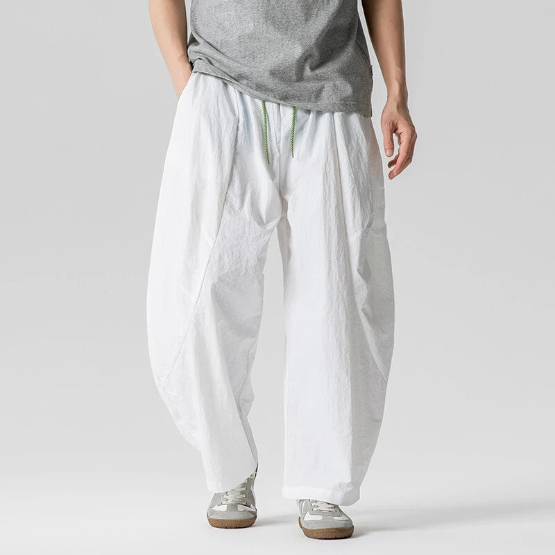 Wide Leg Pants Men and Women summer Light Thin Solid Straight Casual trousers Elastic Waist Harun Pant Loose Oversize Streetwear