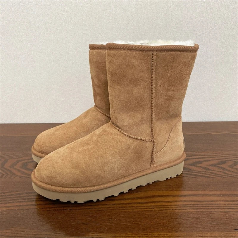2026 New Design Winter Boots Women Super Mini Real Sheepskin Wool Comfort Warm Natural Fur Shoe Man Classic Snow Boot Size 35-44