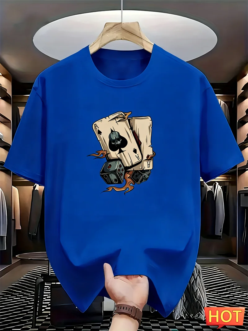 Simple Poker Dice Graphic T Shirts For Men Fashion Trendy Short Sleeve 3D Printed T-shirts Cool Oversized Streetwear Tees Tops