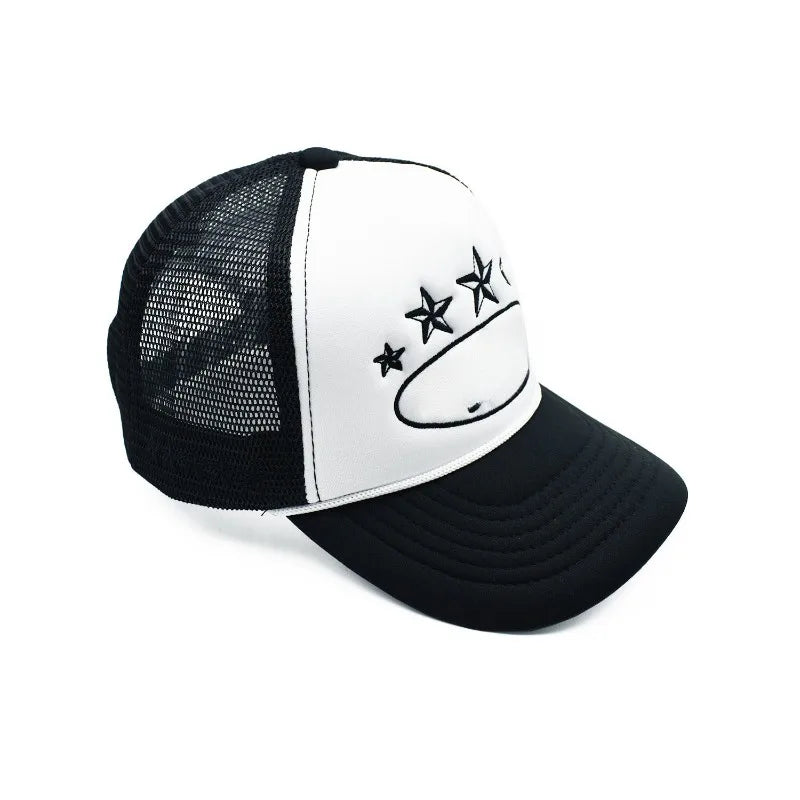 2026 Summer New Fashion 5 Stars Island Embroidery Baseball Cap for Men and Women Breathable Mesh Cap Adjustable