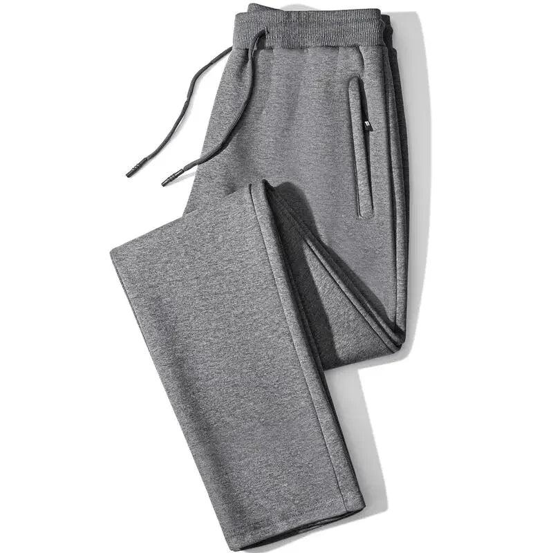 Men's Casual Straight Leg Pants Spring Autumn Loose Fit Fce Lined Bla ey Versatile Winter Trendy Brand Sweatpants
