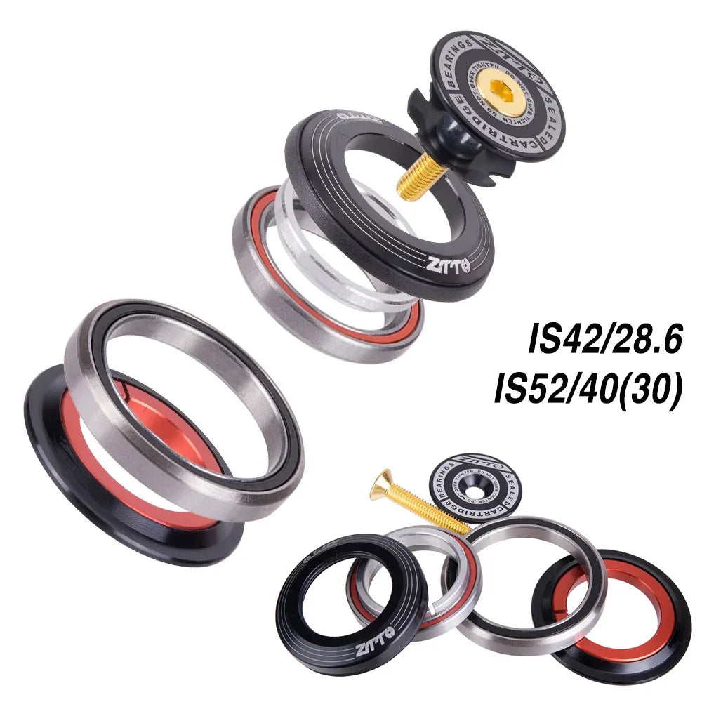 MTB 4252ST 1 1/8"-1 1/2" Straight Tube Steering Column IS42 IS52 Bike Headset Bicycle Headset Bearing 42mm 52mm