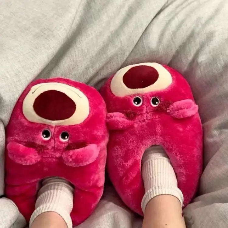 Y2K Hello Kitty Women Plush Cotton Shoes Big Head Slippers Sanrio Kawaii Anime Flat Shoes Winter Warm Thickened Cute Student
