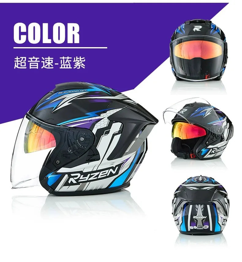 Lightweight Ventilated 3/4 Open Face Helmet DOT ECE Approves Motorbike Scooter Scooter Half Helmet Open Face Casco Moto