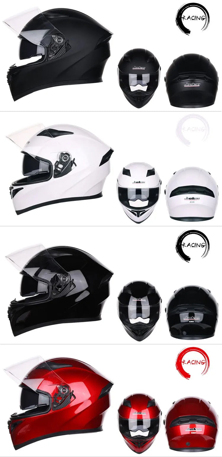 JIEKAI DOT Certified Full Face Motorcycle Helmet Racing Dual Lens Helmet