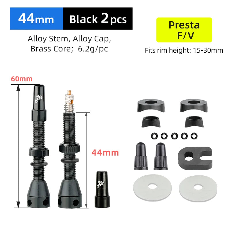 Deemount Bicycle Tubeless Carbon Rim Presta Valves 44/60/80mm F/V Brass Core CNC Machined Anodized W/Tool