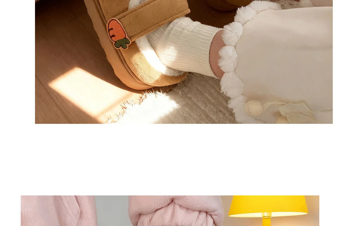 New fuzzy black cat shoes hook loop winter slippers for women indoor mary jane plush shoes mom shallow warm kitty slippers woman