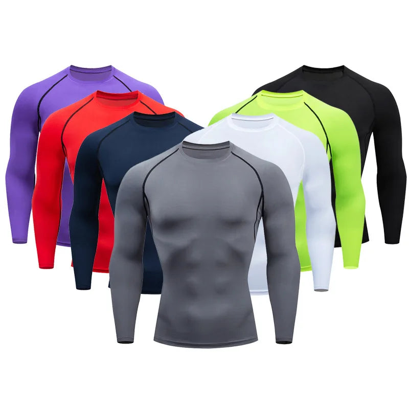 Autumn Winter Compression Shirt Long Sleeve Casual Slim T Shirts For Men Quick Dry Football Tops Gym Sport T Shirt Man Clothing