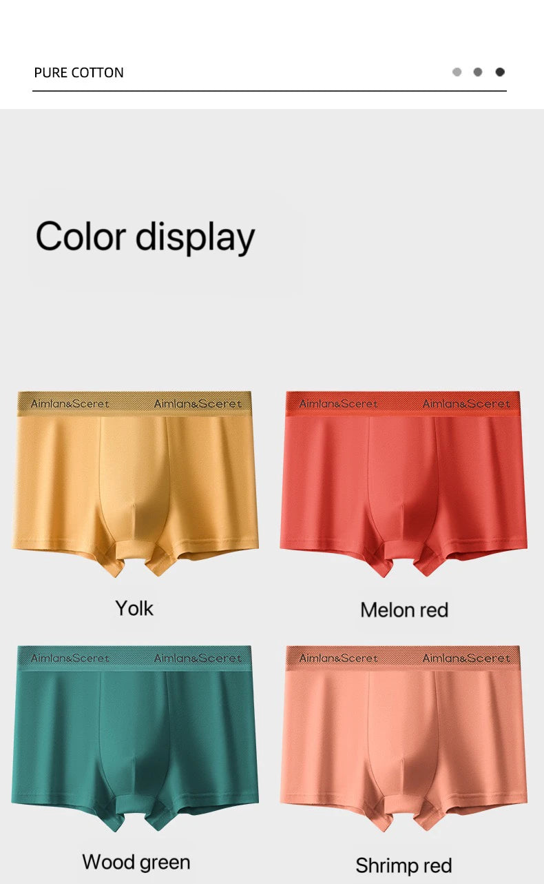4Pcs Men Underwear Sporty Boxers Plus Size Youth Boxer Shorts Comfortable Breathable Flat Pants Men's Square Panties Briefs Gift