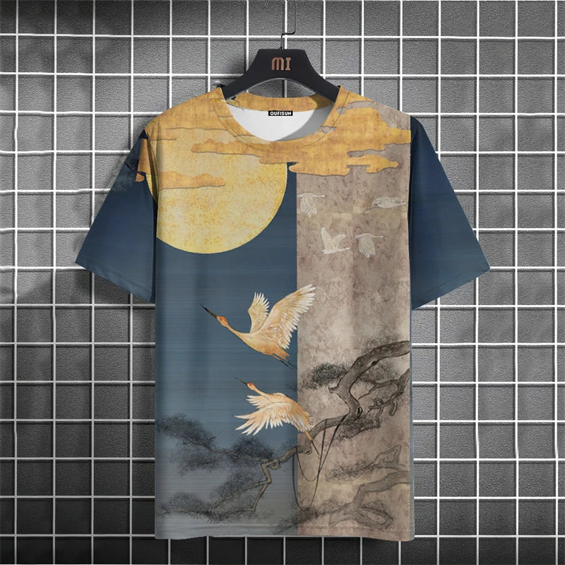 Fashion Japanese Ukiyo-e Graphic T Shirts For Men Trend Summer Short Sleeve 3D Printed T-shirts Loose Harajuku Y2k Tees Tops