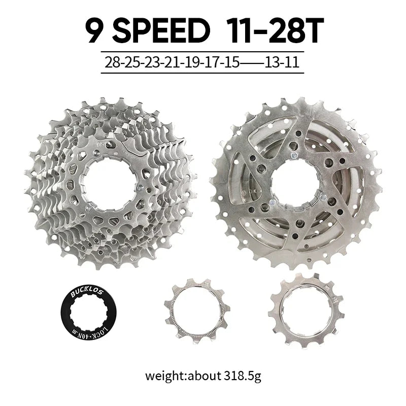 BUCKLOS Bike Cassette 8/9 Speed Bicycle Freewheel 11-25T/28T/32T/34T/36T/40T Road Mountain Bike Cassette for HG Hub Bicycle Part