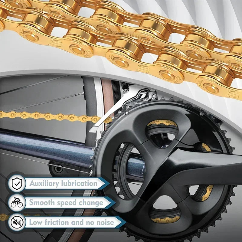 BUCKLOS MTB Road Bike Chain 8/9/10/11/12 Speed Bicycle Chains Universal EL/SL Road Bike Chain Gold/Silver Chains Bicycle Part