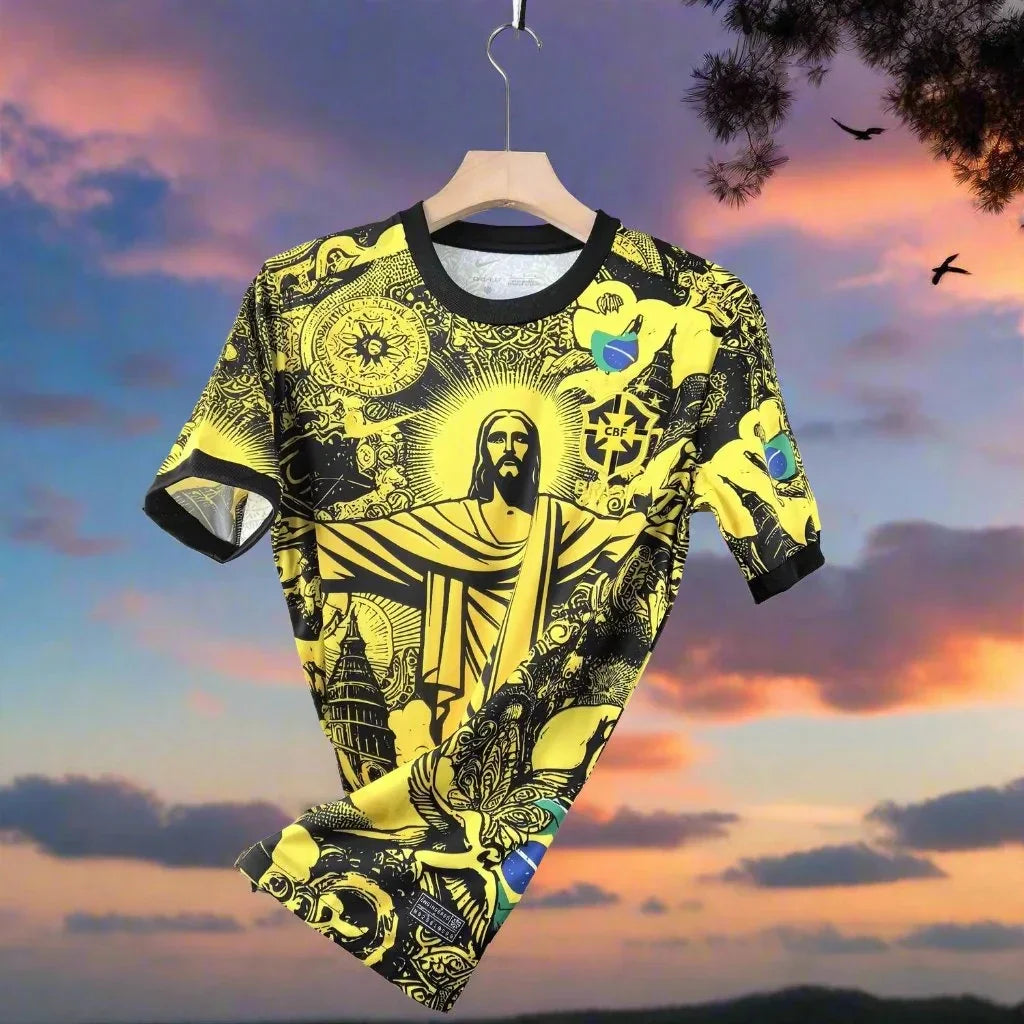 Brazil Jesus Football Jersey Special Edition Women Kids Men T-Shirts Sports Outdoor Training Breathable Quick Dry Men's Clothing