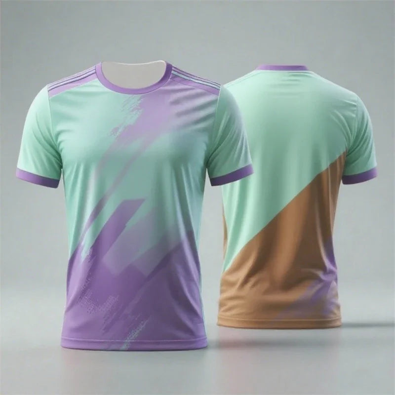 Fashionable and simple sports T-shirt, featuring a contrasting color design. It is a suitable casual T-shirt for summer fitness