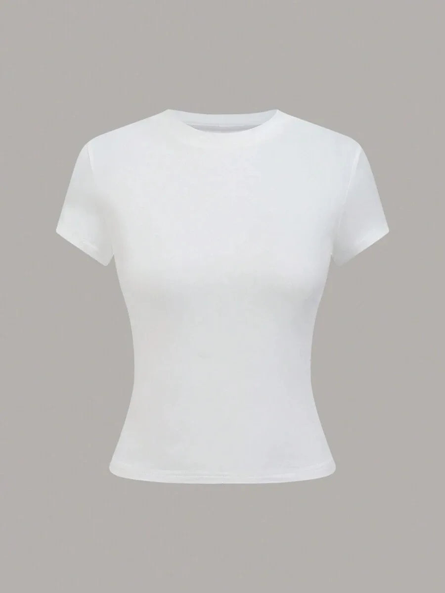 3pcs Sale Women's T-shirts Summer Round Collar Short Sleeve Slim Solid Color Tee Tops YDFS-53001
