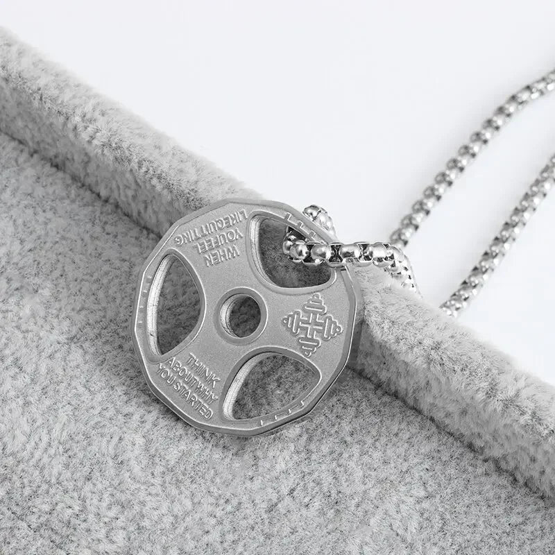 Stainless Steel Barbell Dumbbell Pendant Men\\'s Fitness Bodybuilding Necklace Women\\'s Gym Casual Sports Jewelry
