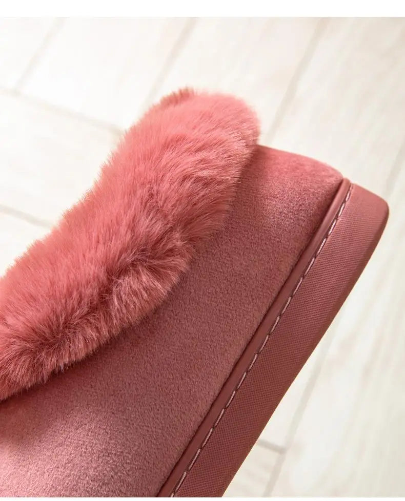 Evshine Winter Plush House Slippers For Women Cute Cartoon Indoor Fuzzy Slides Fur Lined Cotton Shoes Cozy Bedroom Furry Slipper