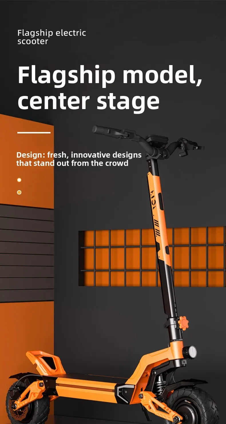 Dual-drive 2400W Shock-absorbing Off-road Scooter, Foldable High-speed High-power Electric Scooter